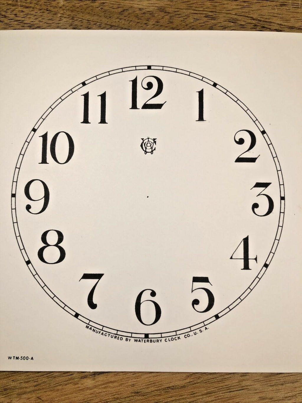 4 13/16 Inch Diameter Waterbury Clock Paper Dial, Arabic Numbers  (Lot 170)