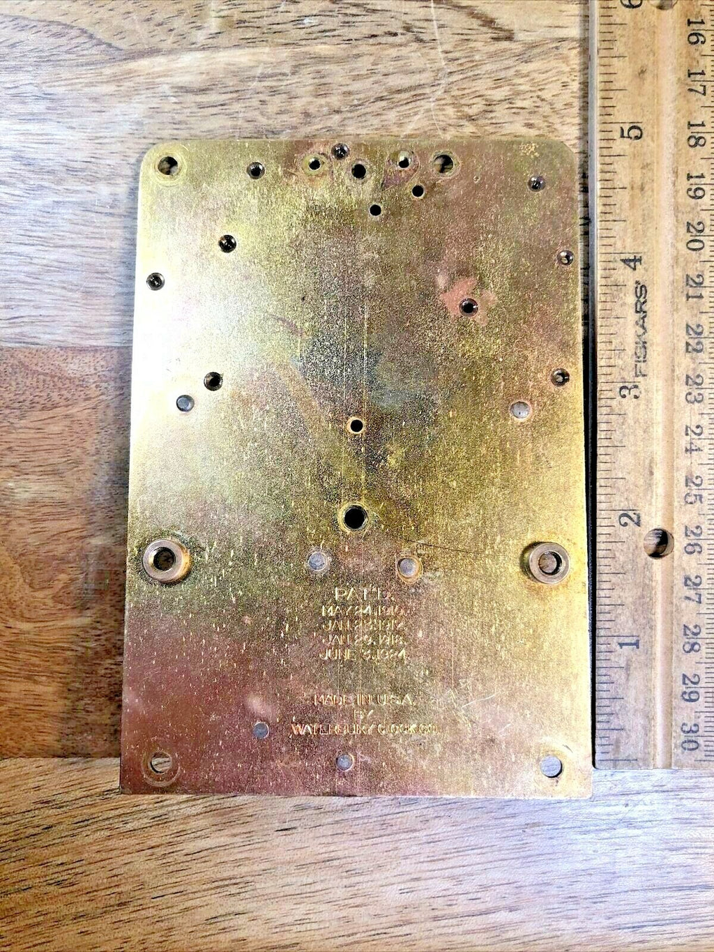 Solid Back Waterbury Clock Movement Back Plate (Pivots Holes Look Good)(K6543)
