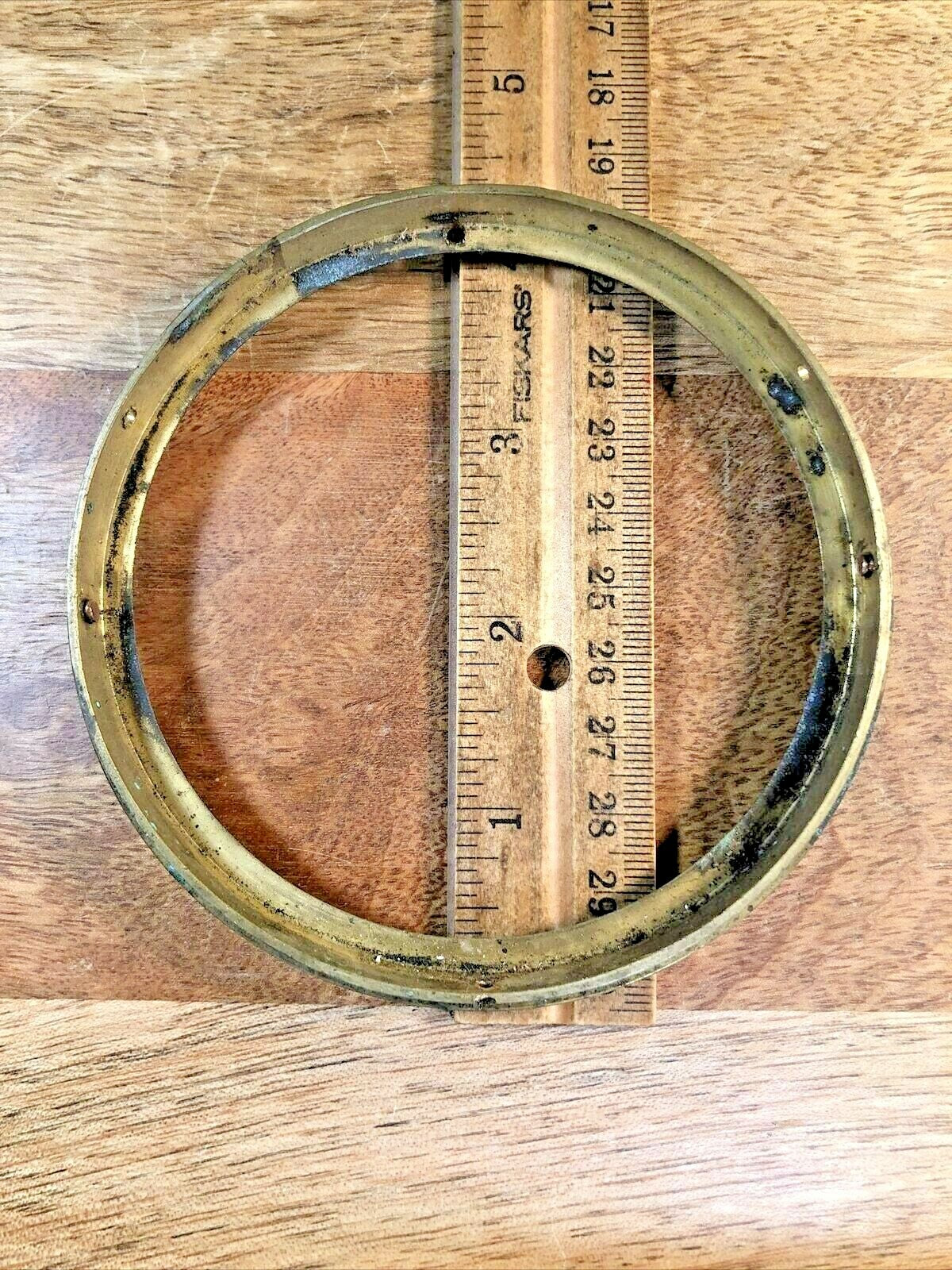 Old Brass Clock Dial Trim Ring 4.23 Inch Outer Diameter 3.50 Inner Dia. (K7024)