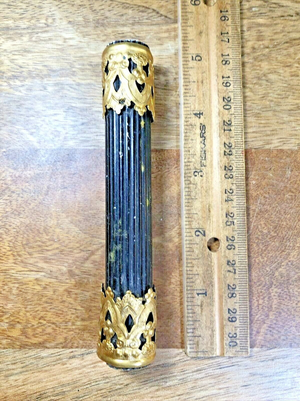 Antique Black Mantle Clock Column 4 7/8 Inches Tall       (K6731)