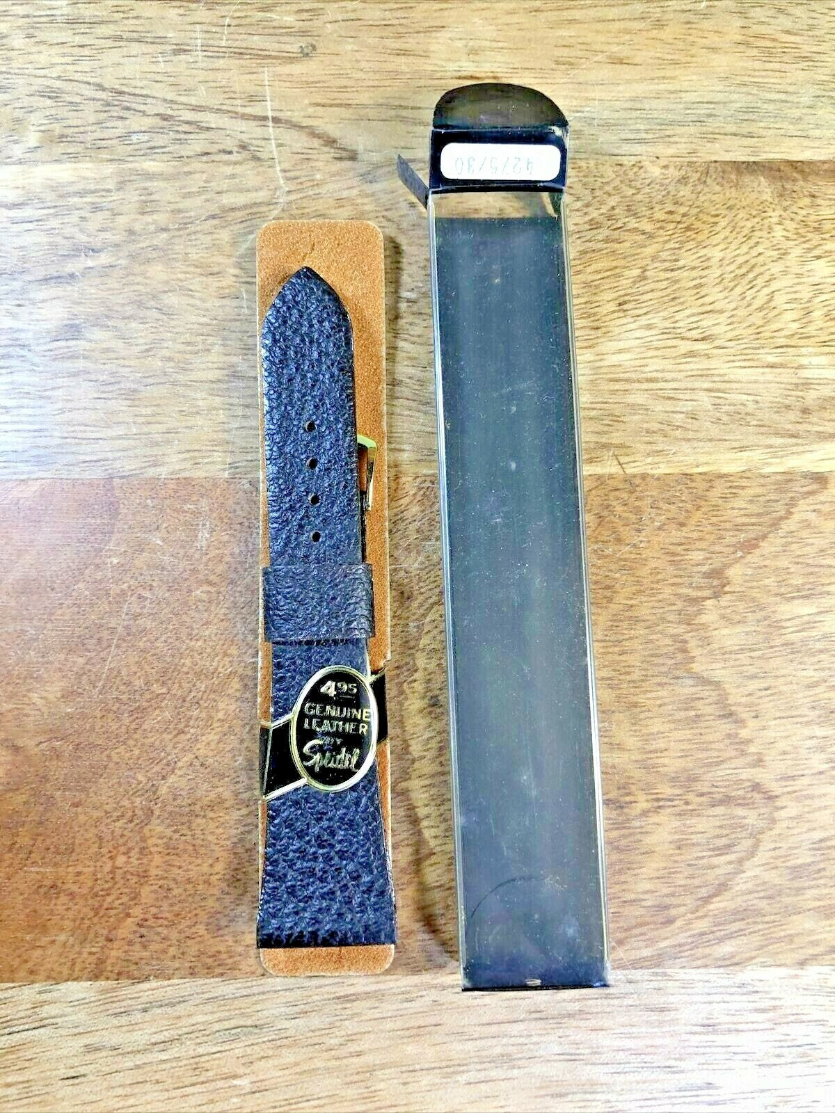 Vintage Speidel Leather (NIB) Brown & Gold Watch Band (22.5mm or .89") (K6335)