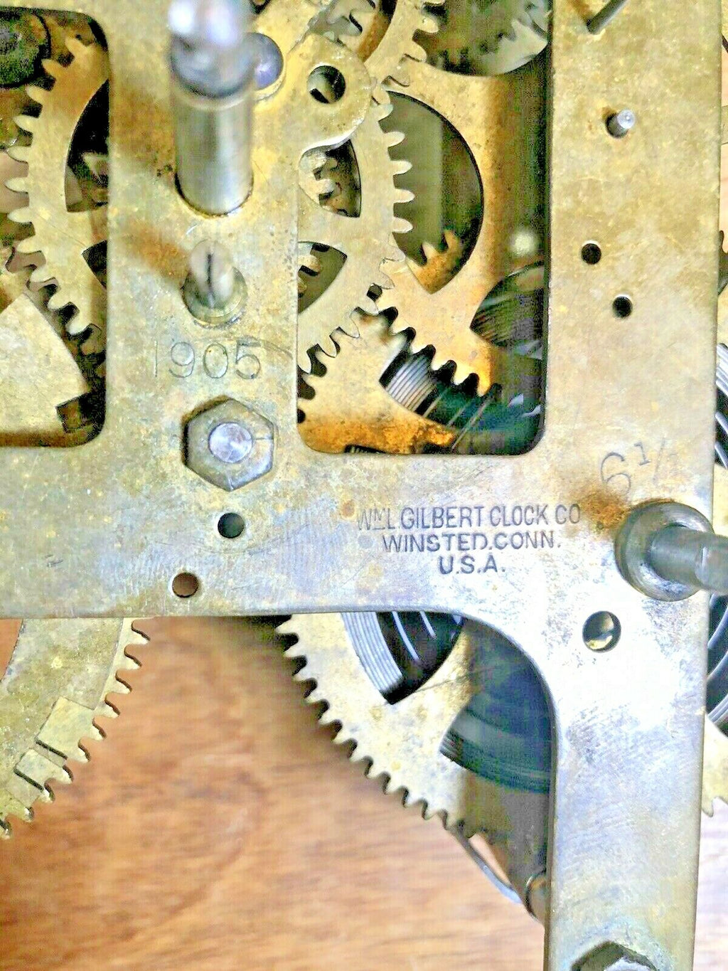 Old Gilbert 8 Day Clock Movement Time Side 3rd Wheel  (K5610)