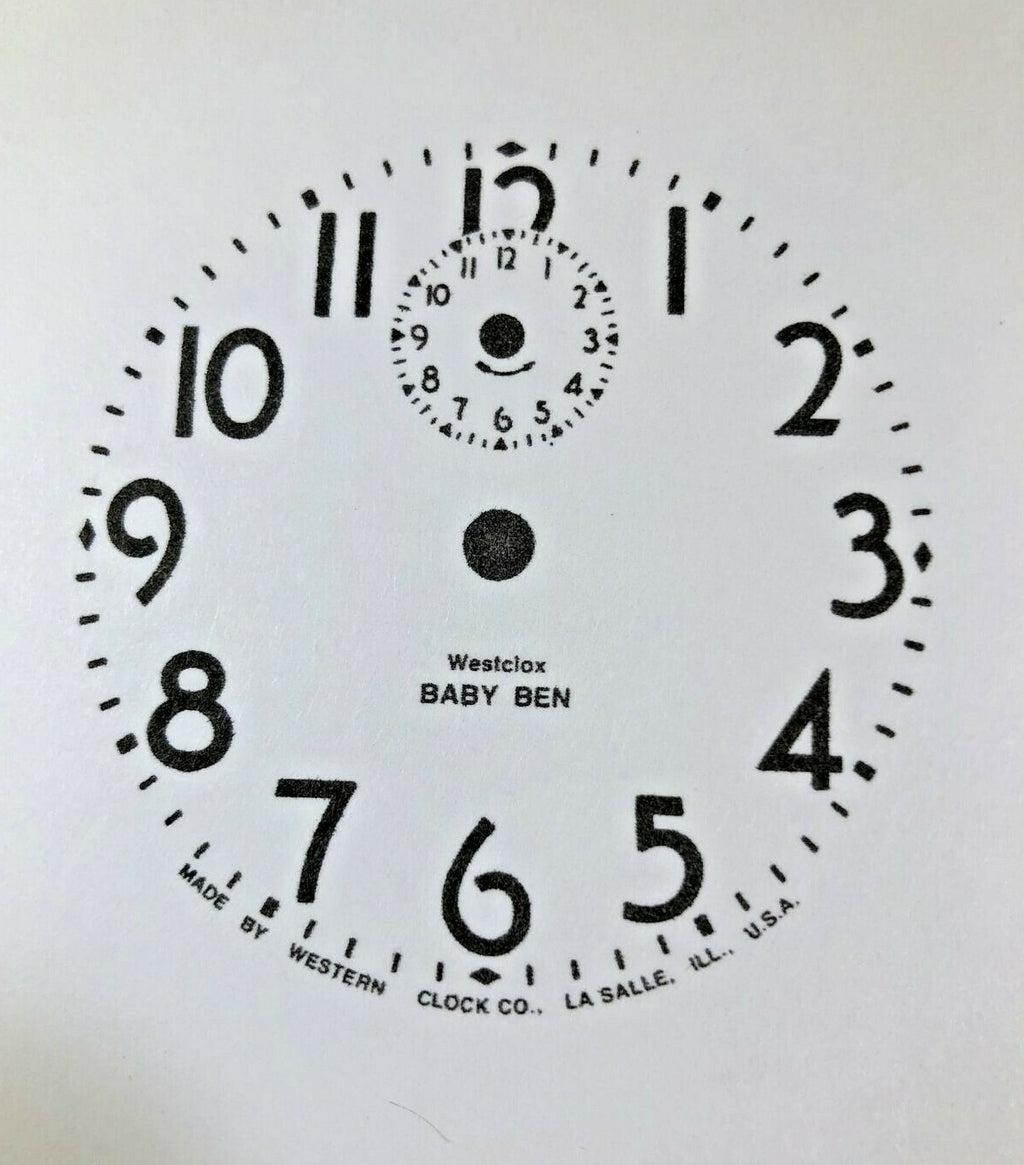 Westclox Baby Ben Alarm Clock Paper Replacement Dial (Lot 211)