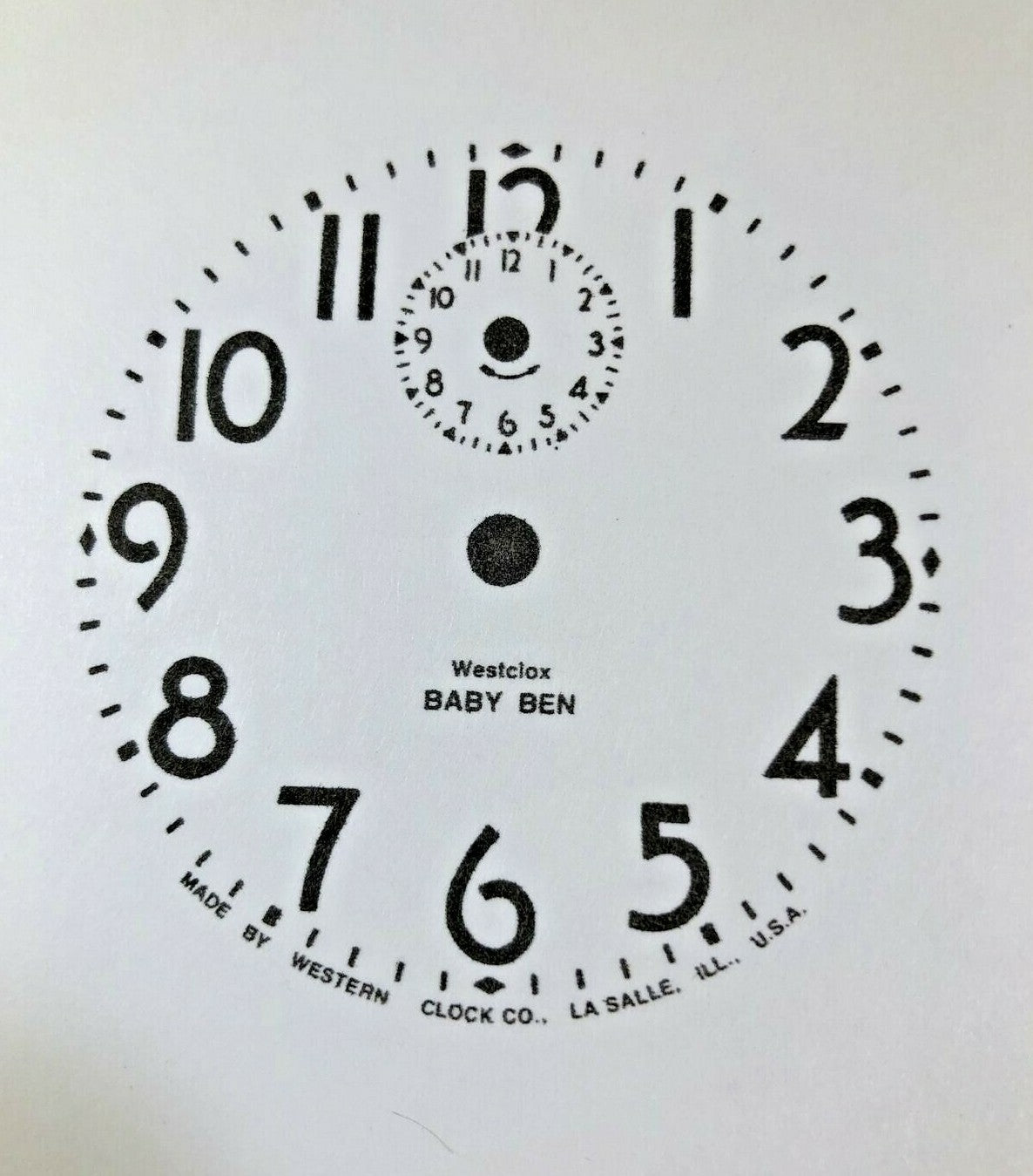 Westclox Baby Ben Alarm Clock Paper Replacement Dial (Lot 211)