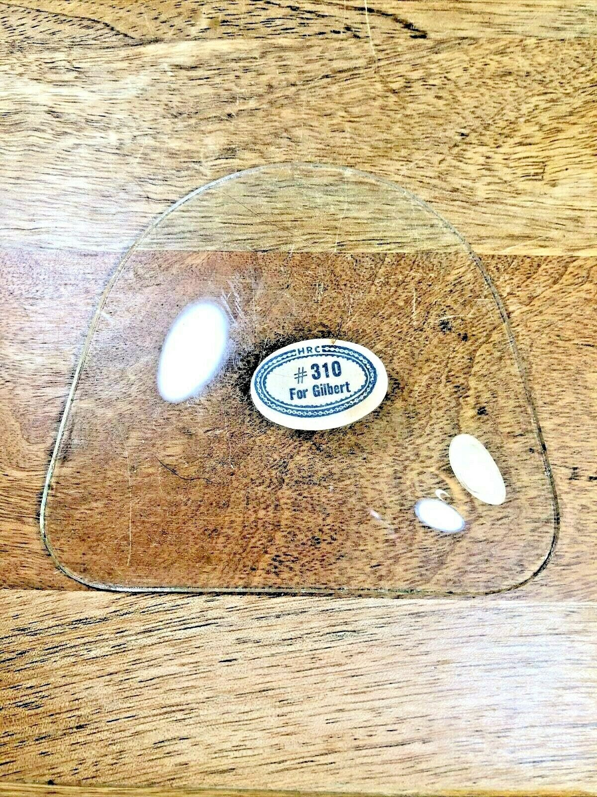 Unusual Shaped Convex Clock Glass (Stamped for Gilbert Clocks)  (K6124)