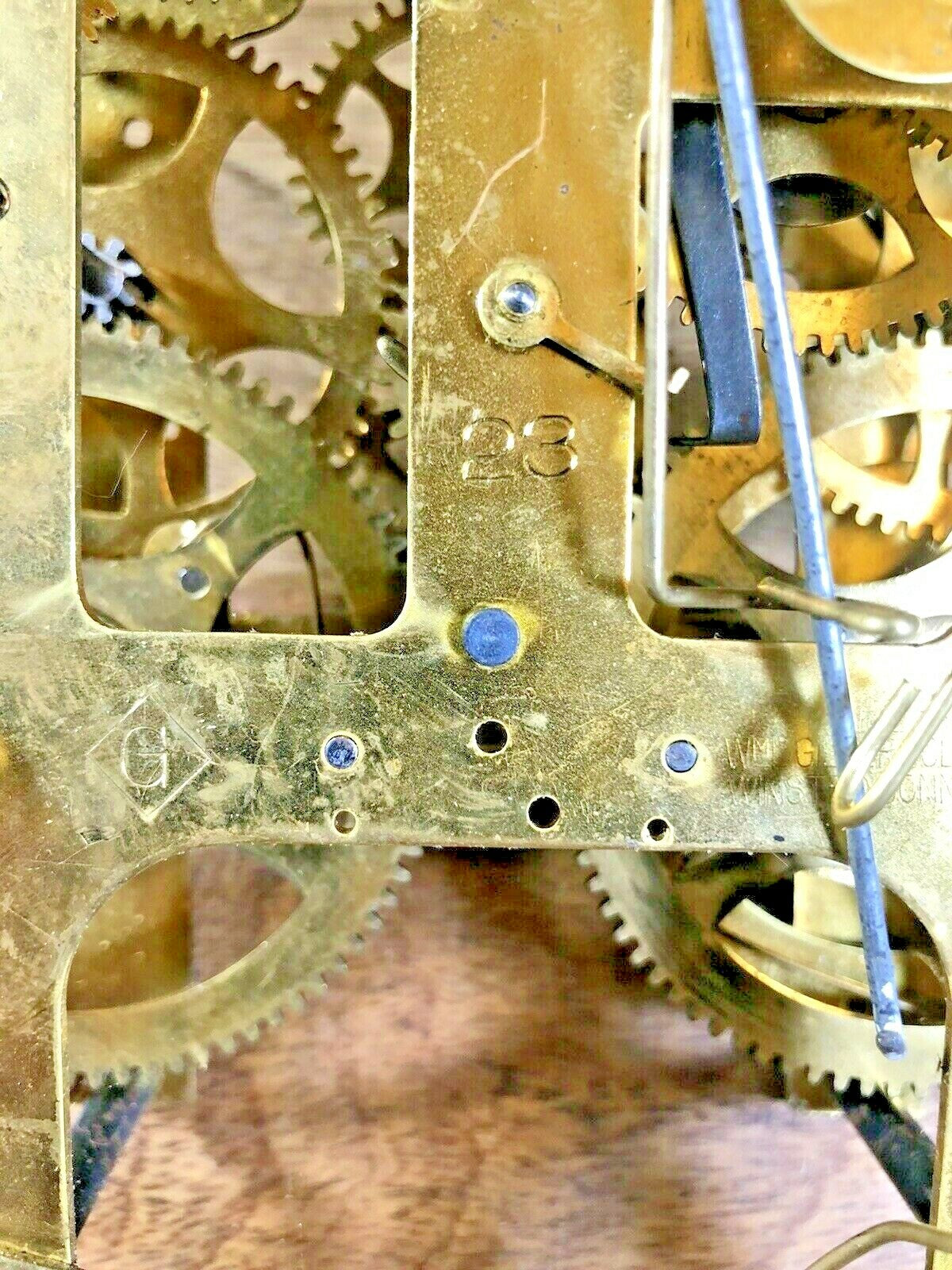 Gilbert 8 Day Clock Movement (Stamped 23) Drop Lever (K5635)