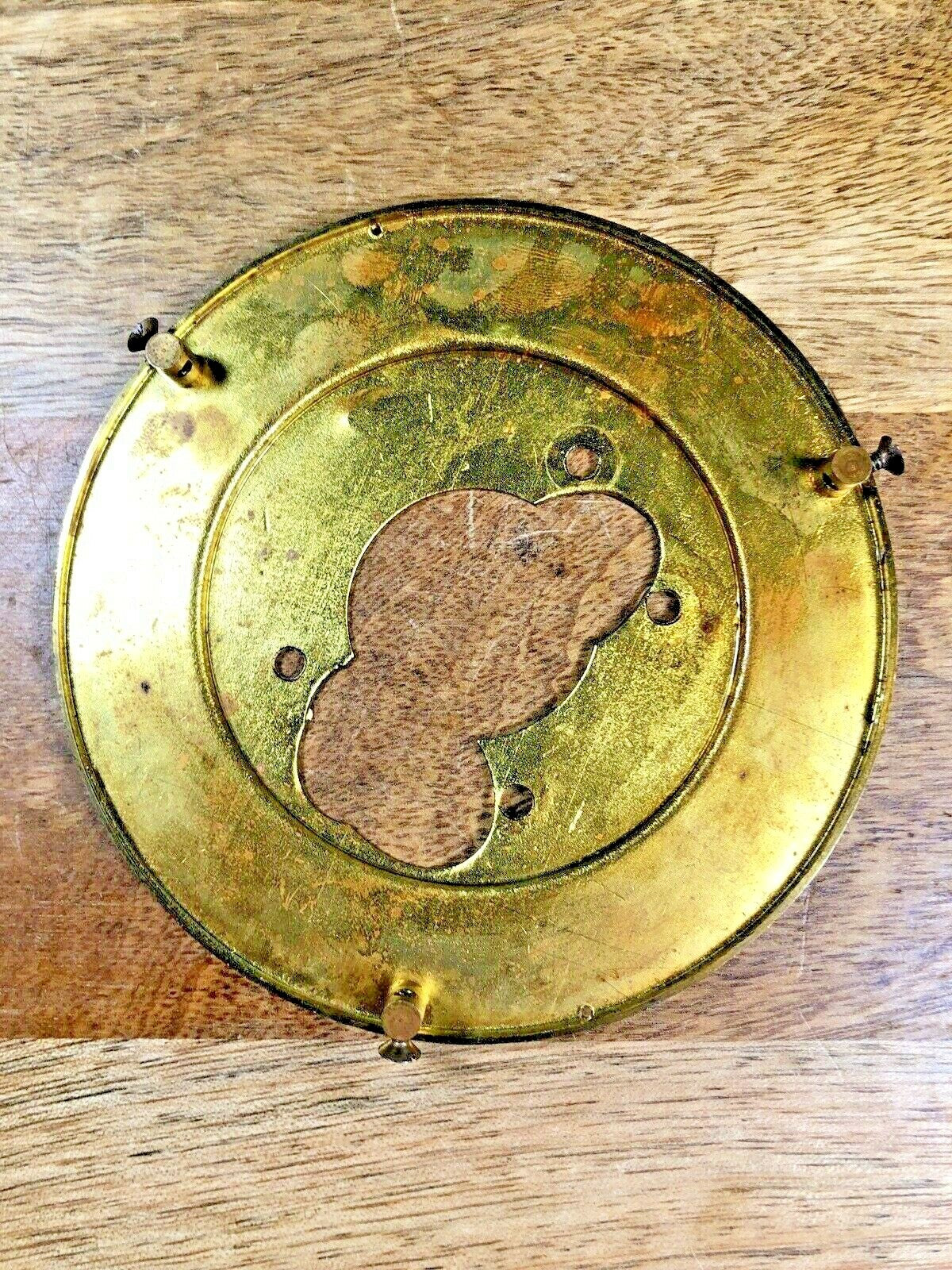 Old Clock Dial Pan Mounting Plate 4.47 Inch Or 113.76mm Outer Diameter (K6087)