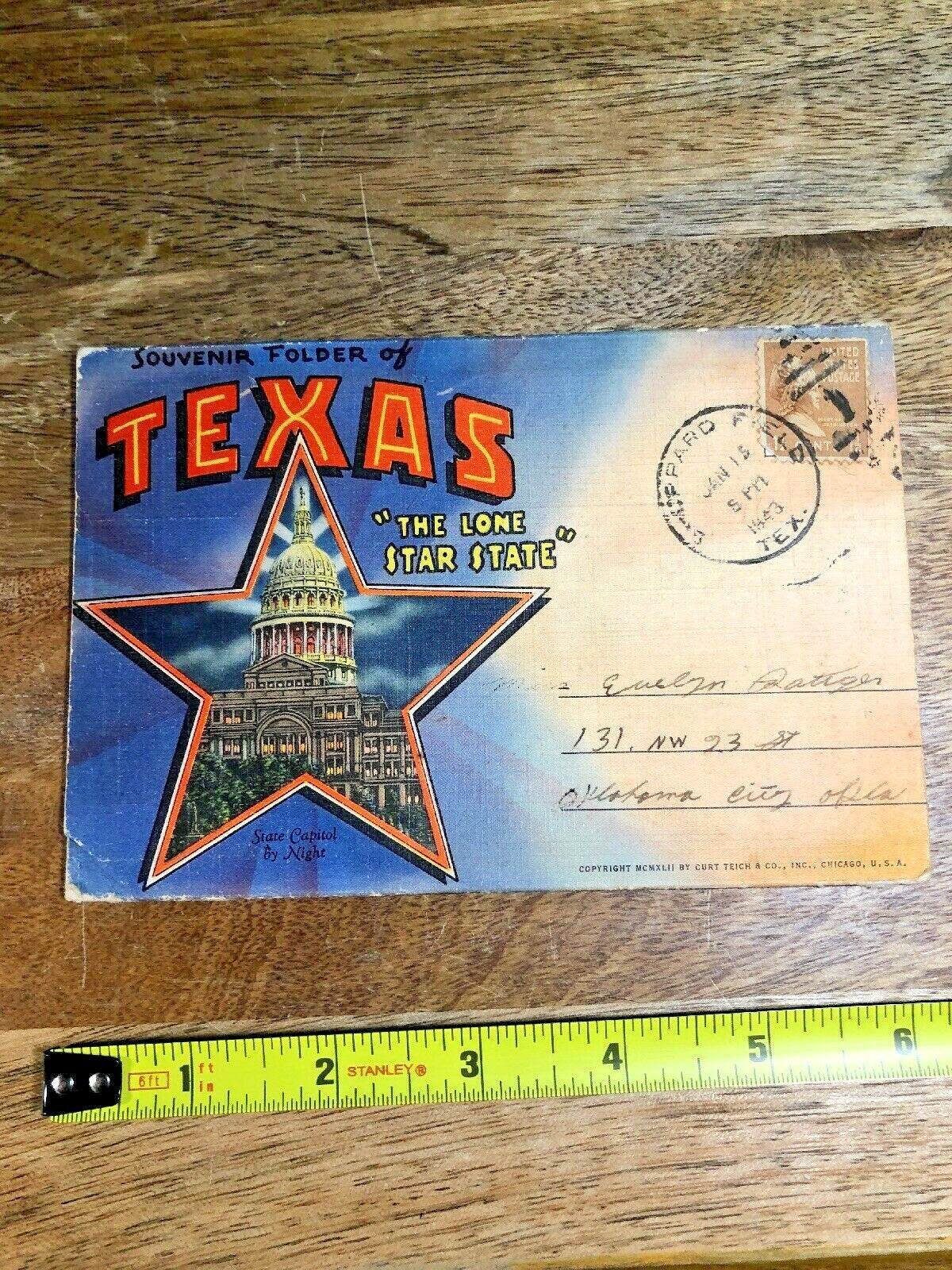 1943 Texas Souvenir Postcard Folder (K9494)