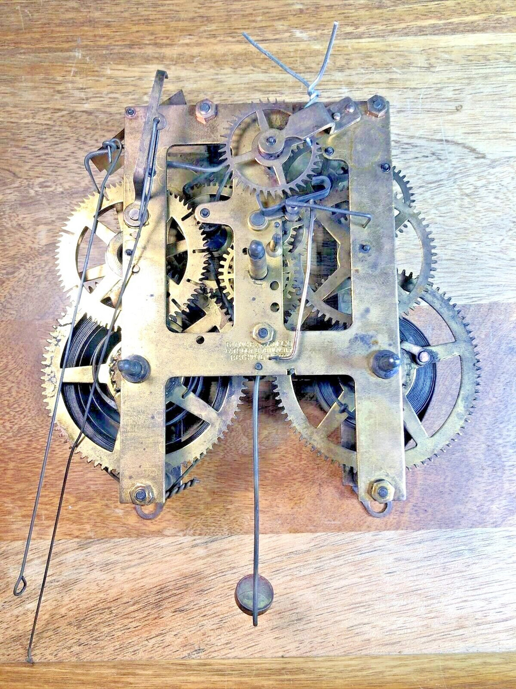 Ingraham (Pat. 1878) Clock Movement Time Side 4th Wheel (See Pics To ID) (K7184)