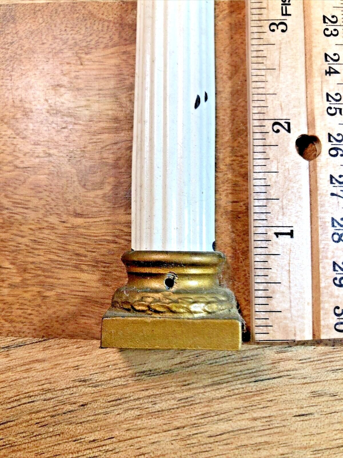 Old Black Mantel Clock Column 5 1/2 Inches Tall               (K7371)