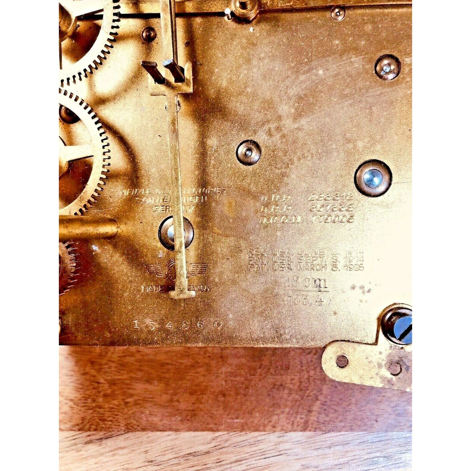 Old Kienzle Clock Movement Chime Side 4th Wheel (See Pics To ID Mvmt) (KD3160)