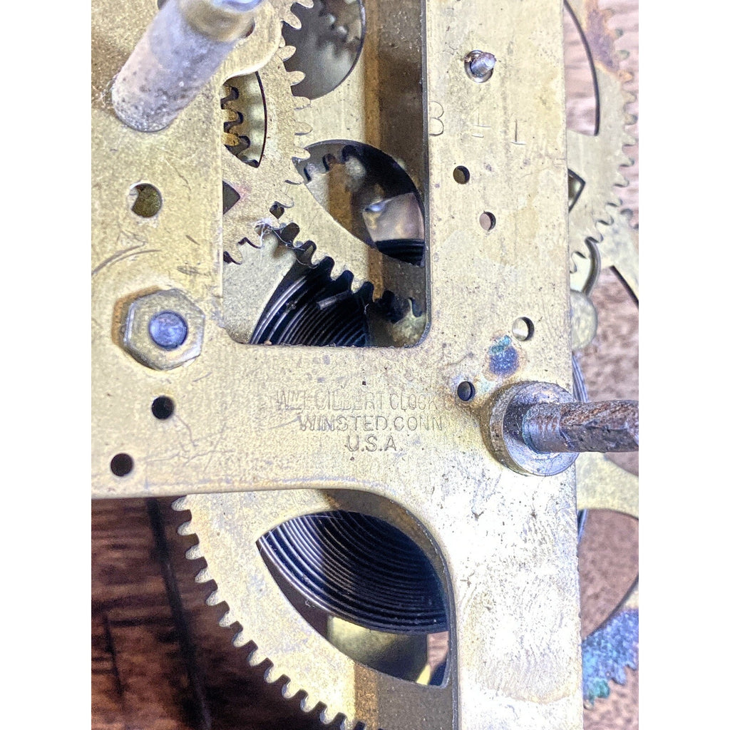 Gilbert Clock Movement (Stamped 24) Drop Lever (See Pics To ID Mvmt) (KD1163)