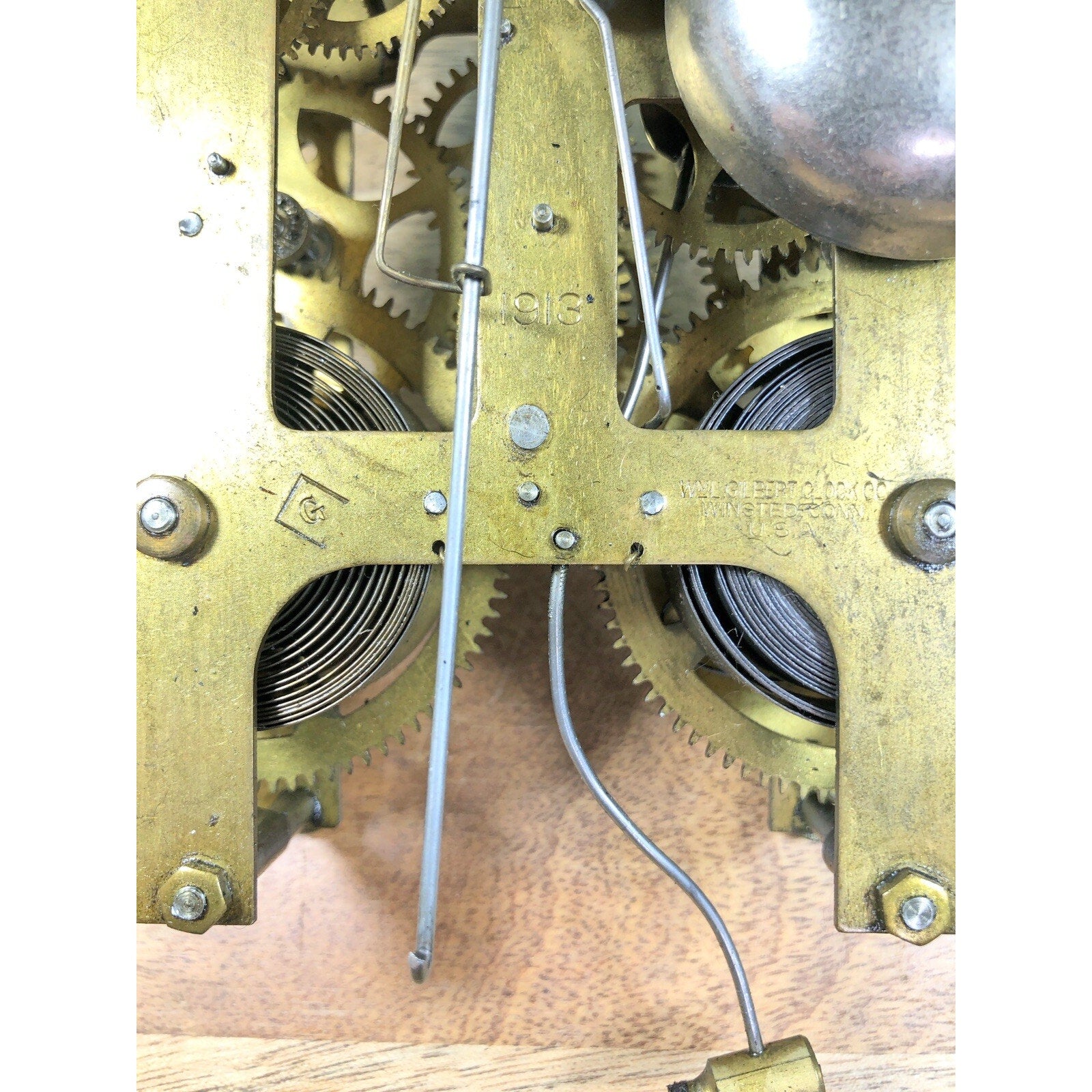 Gilbert Clock Movement (Stamped 1913) Nut (See Pics To ID Movement) (K7830)