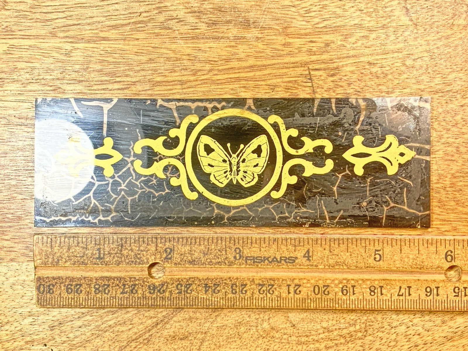 Clock Glass Trim Piece 5 5/8 X 1 7/8 Inches - Vintage Clock Parts KD2426
