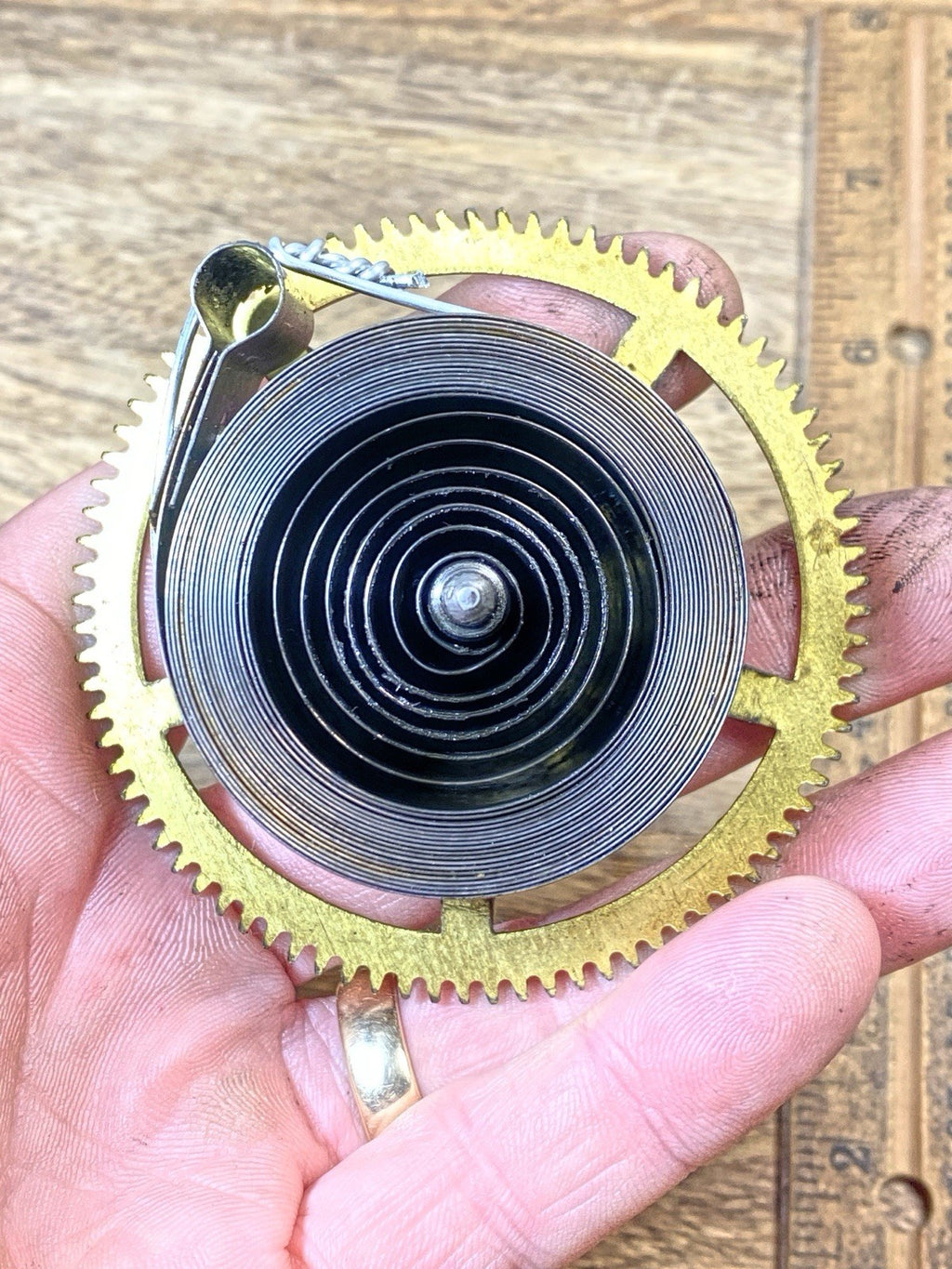 Unmarked Clock Movement Strike Side Main Wheel (See Pics To ID)  (KD2485)